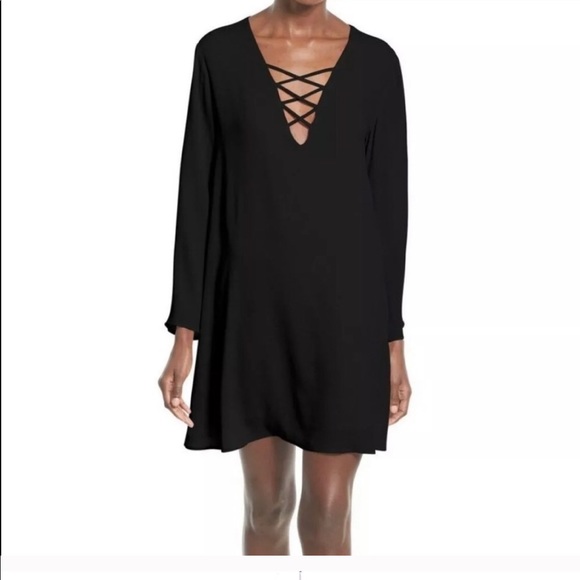 ASTR Lace-Up Bell Sleeve Shift Dress - Picture 3 of 6